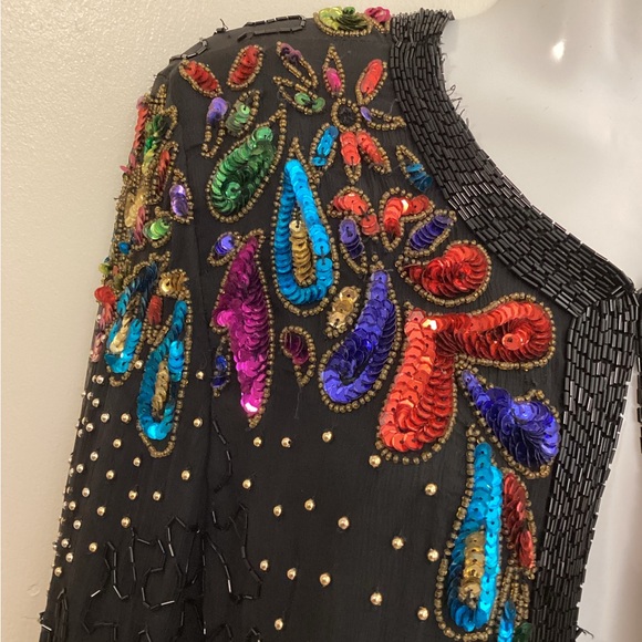 Fantasy by Lisa Kane Sequined Silk Jacket-size M - Picture 4 of 9